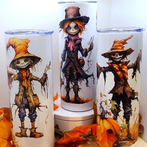 Scarecrow 3 Set Different Styles Of Fall Stainless Steel Skinny Tumblers NWT - Picture 4 of 8